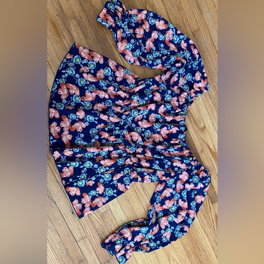PLUS floral print off shoulder blouse
